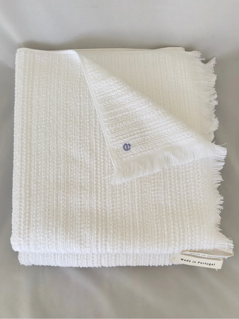 NWT Bianca White Bath Towels Set of 2 Luxury Spa with Frill Made in Portugal